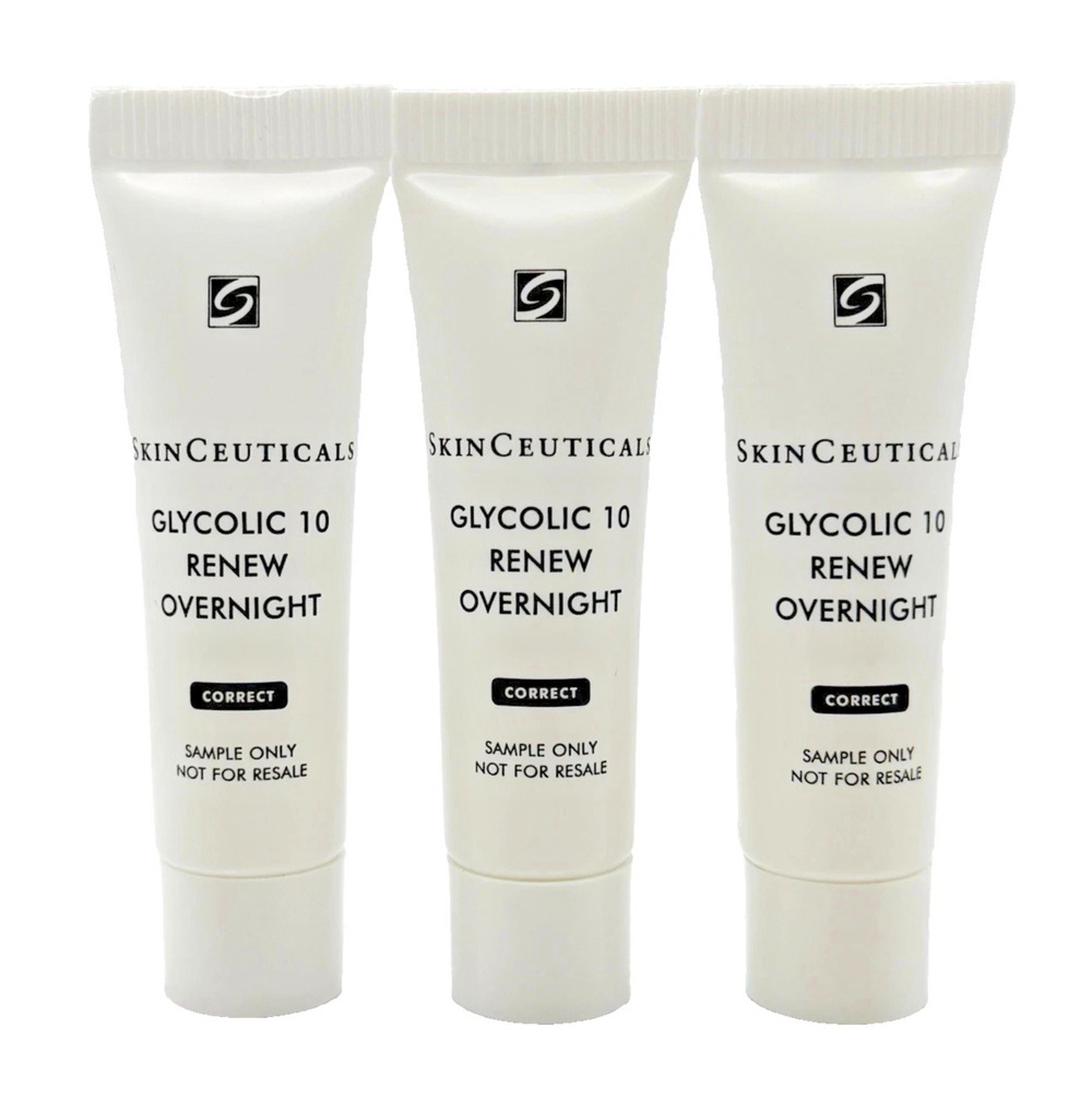 3x SkinCeuticals Glycolic 10 Renew Overnight Nightly Radiance Mini Samples NEW